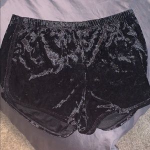 black crushed velvet shorts